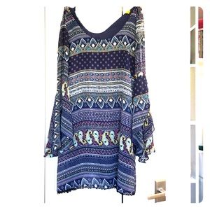 Blue dress wirh designs